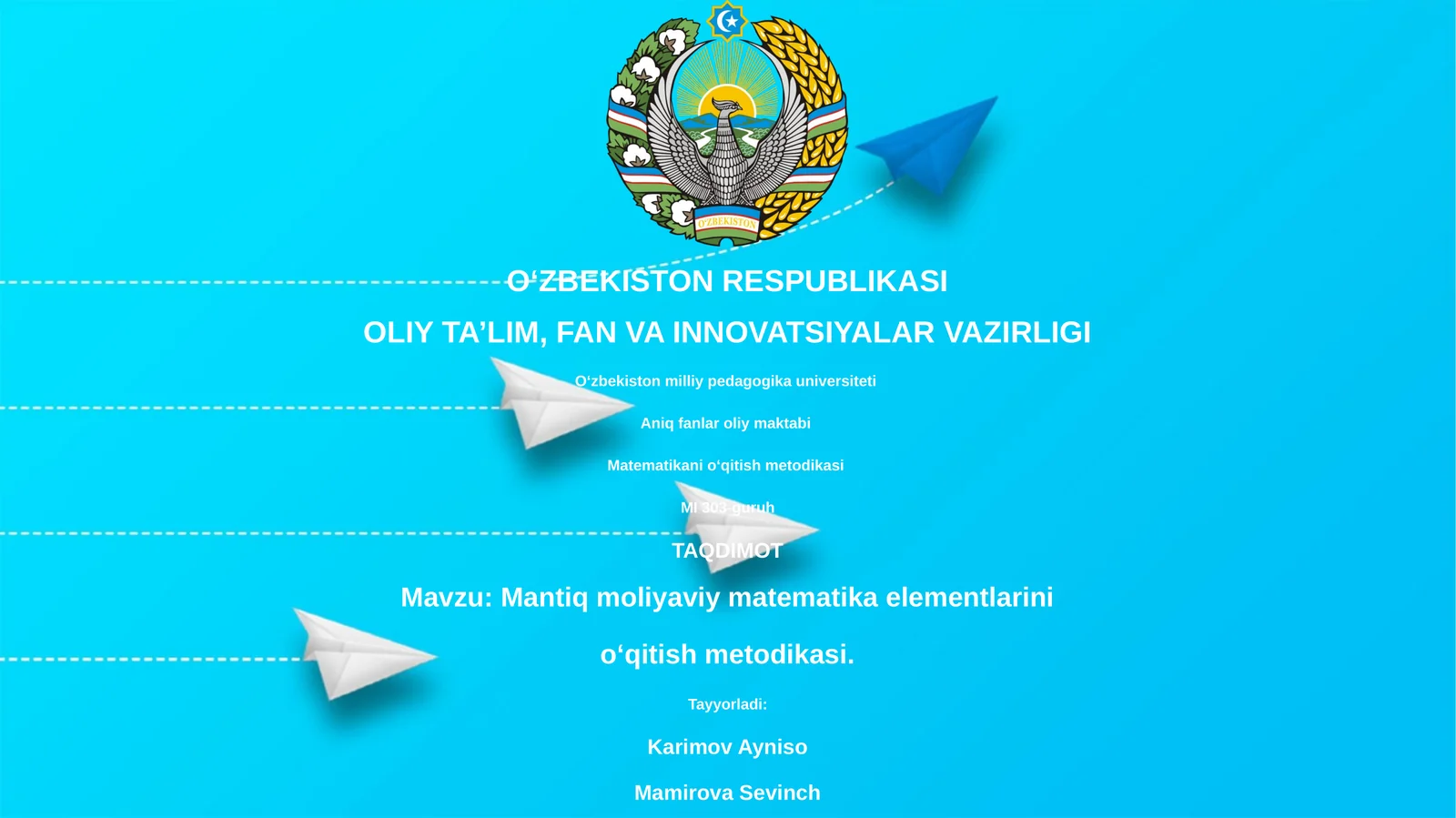 Mantiq moliyaviy matematika elementlarini oʻqitish metodikasi