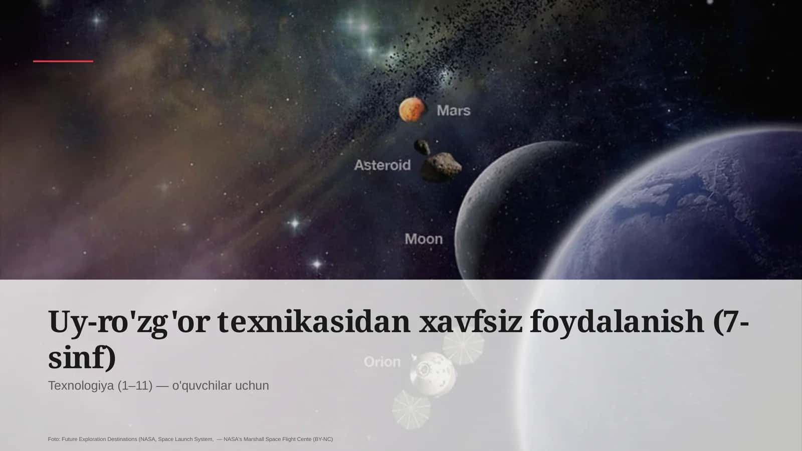 Uy-ro'zg'or texnikasidan xavfsiz foydalanish (7-sinf)
