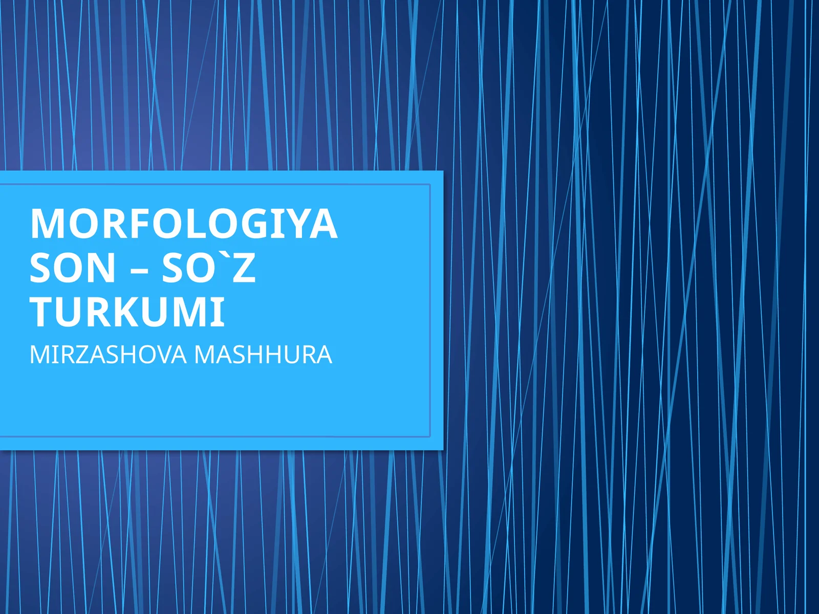 MORFOLOGIYASON – SO`Z TURKUMI