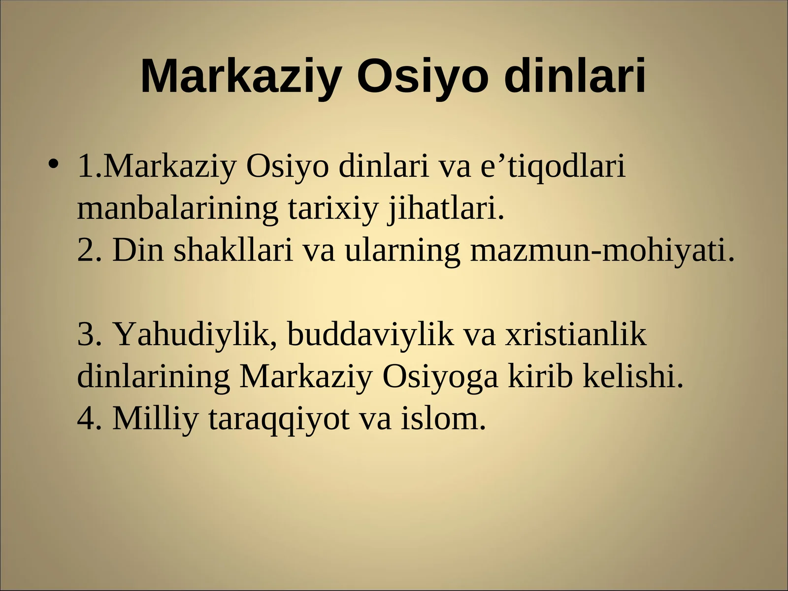 Markaziy Osiyo dinlari