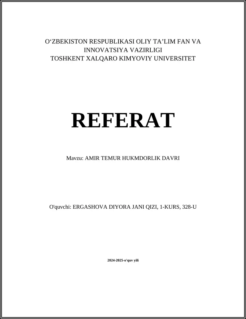 Amir Temur Hukmdorlik Davri