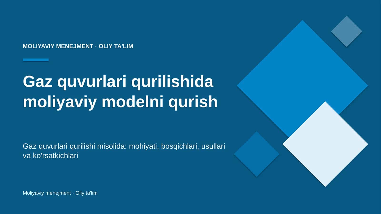 gaz quvurlari qurilishida moliyaviy modelni qurish 7506
