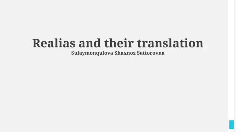 Realias and their translation