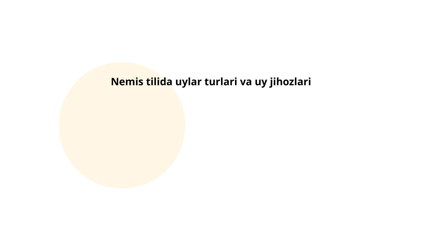 Nemis tilida uylar turlari va uy jihozlari