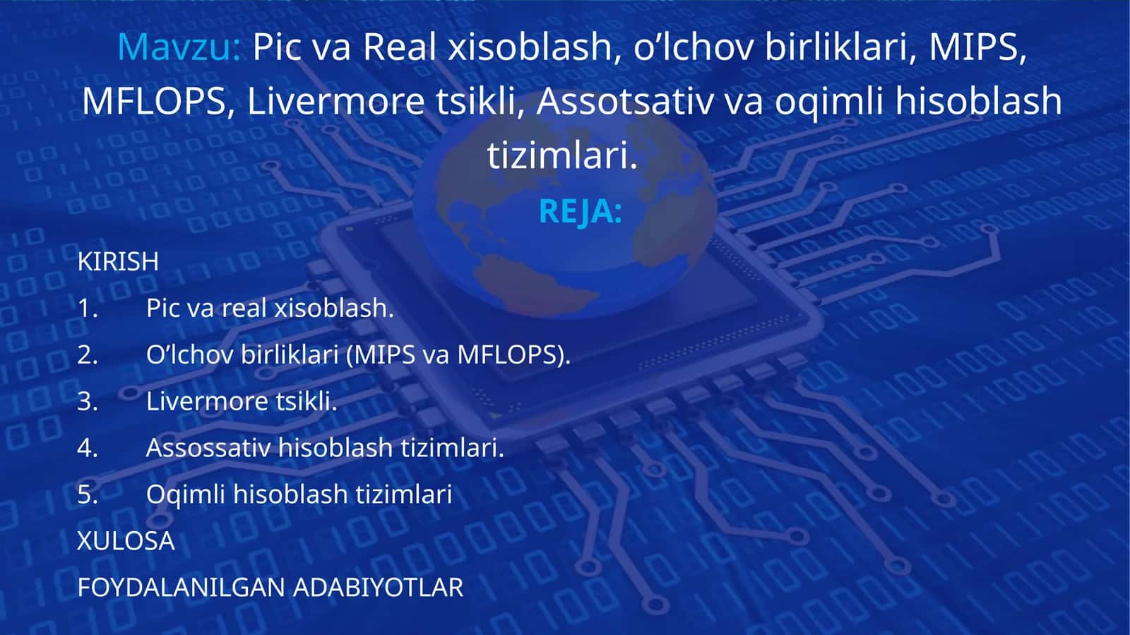 Pic va Real xisoblash, o’lchov birliklari, MIPS, MFLOPS, Livermore tsikli, Assotsativ va oqimli hisoblash tizimlari