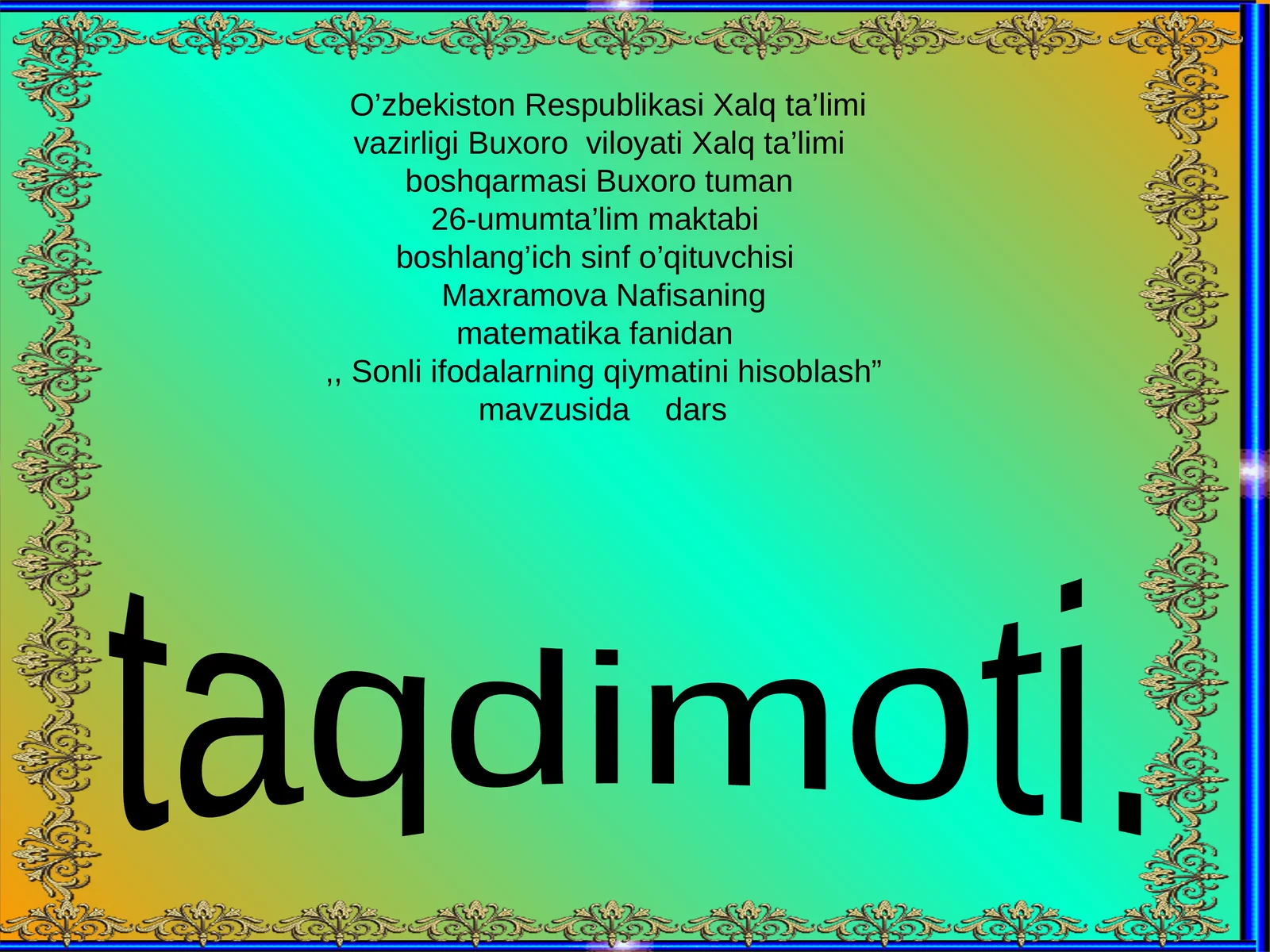 "Sonli ifodalarning qiymatini hisoblash"