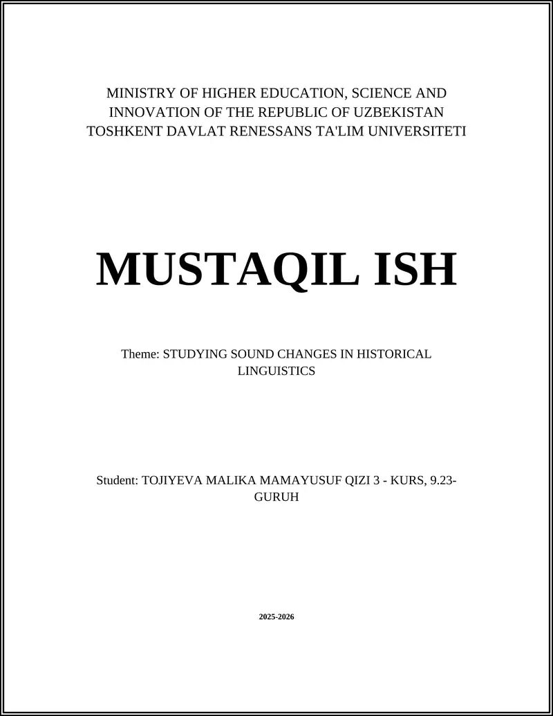 STUDYING SOUND CHANGES IN HISTORICAL LINGUISTICS