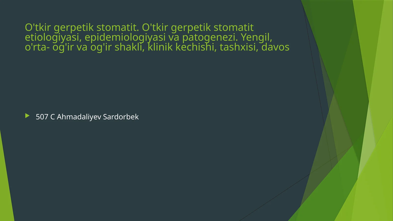 O'tkir gerpetik stomatit,