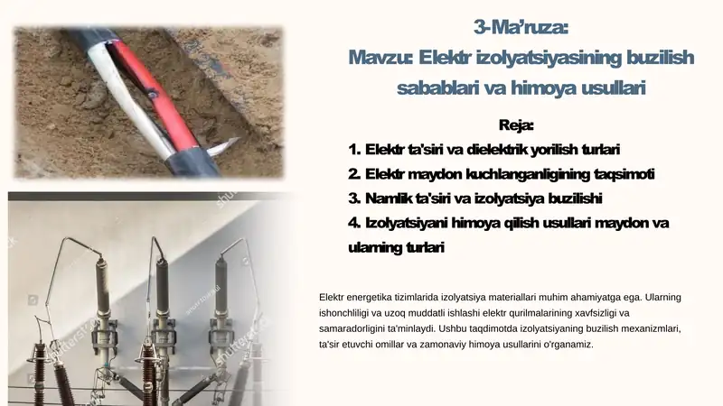 Elektr energetika tizimlarida izolyatsiya materiallari