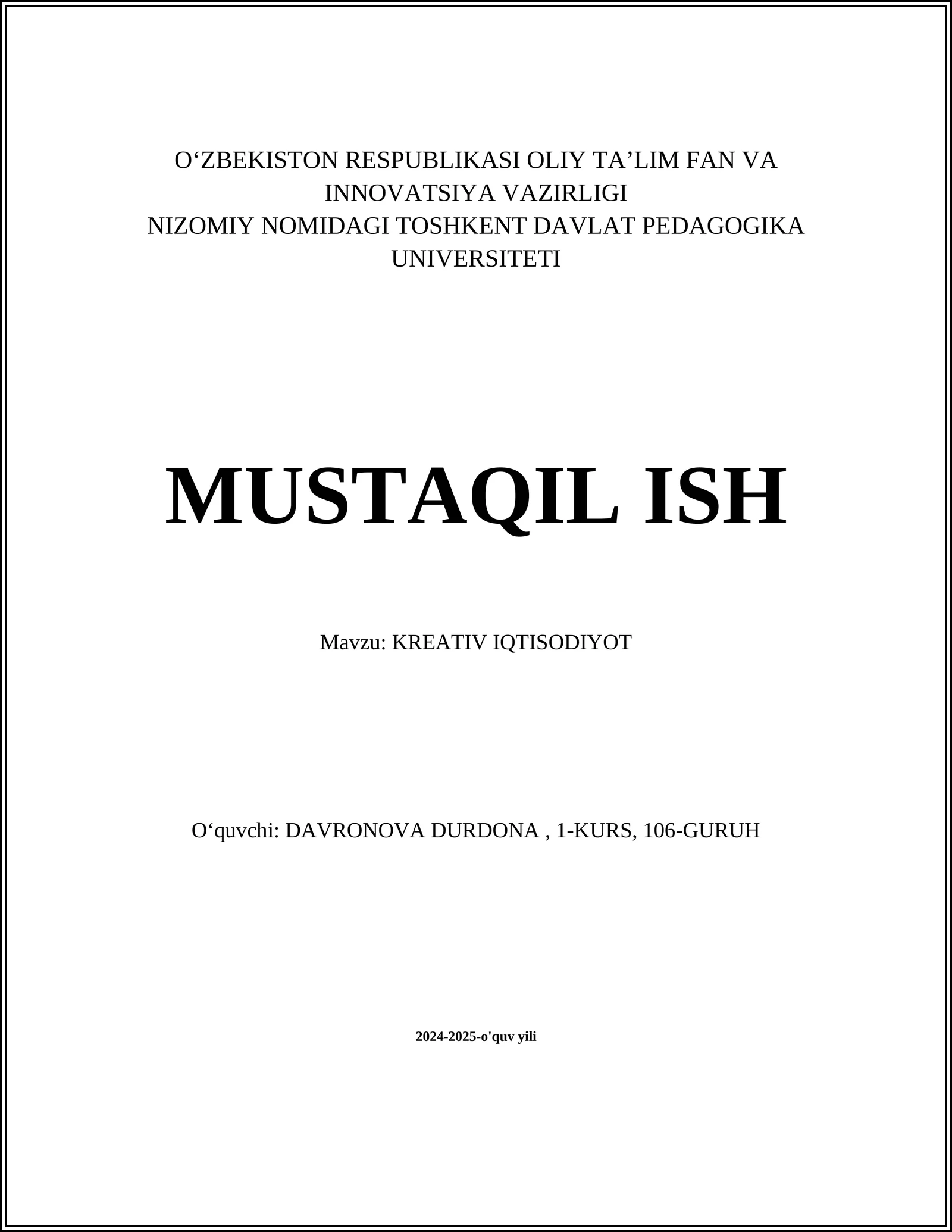 KREATIV IQTISODIYOT