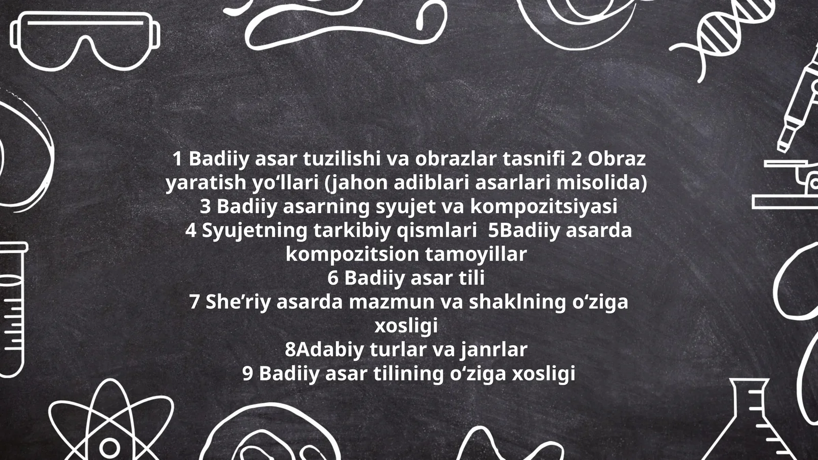 Badiiy asar tuzilishi va obrazlar tasnifi