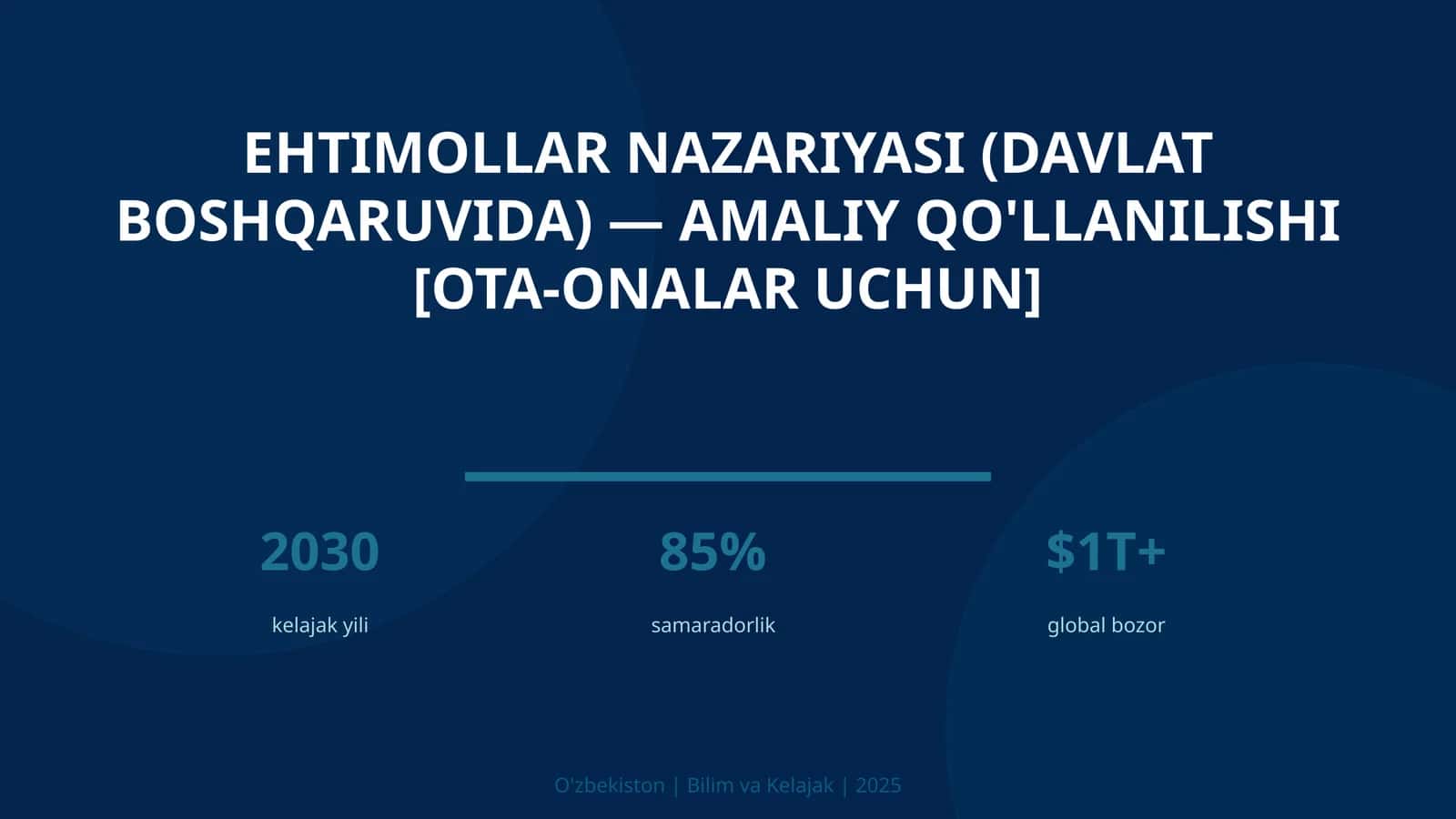 Ehtimollar nazariyasi (davlat boshqaruvida) — amaliy qo'llanilishi [ota-onalar uchun]