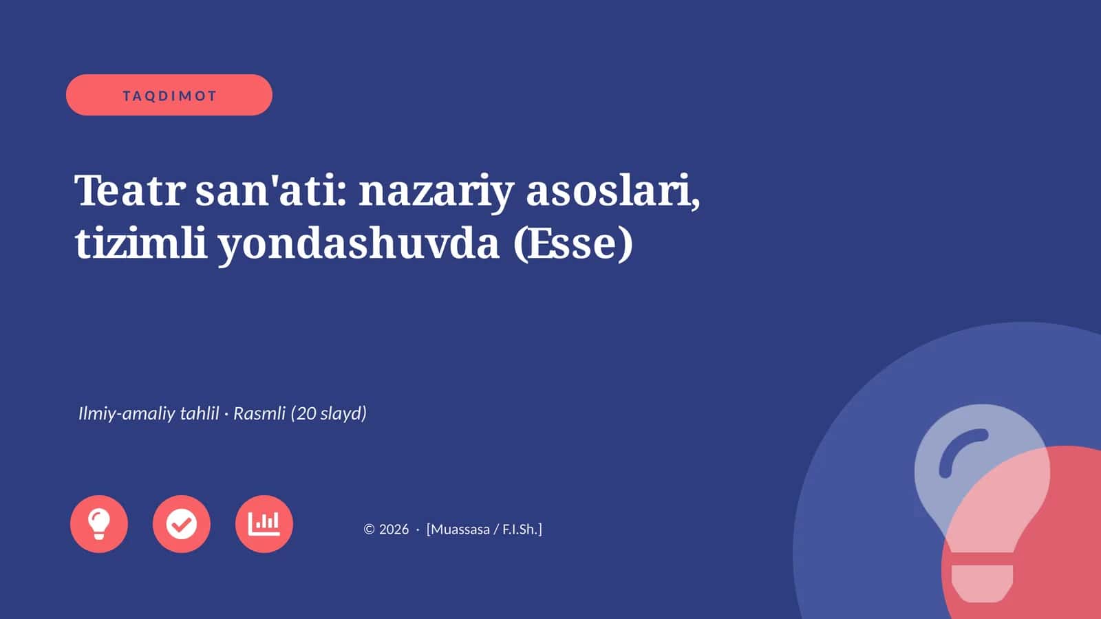 Teatr san'ati: nazariy asoslari, tizimli yondashuvda (Esse)
