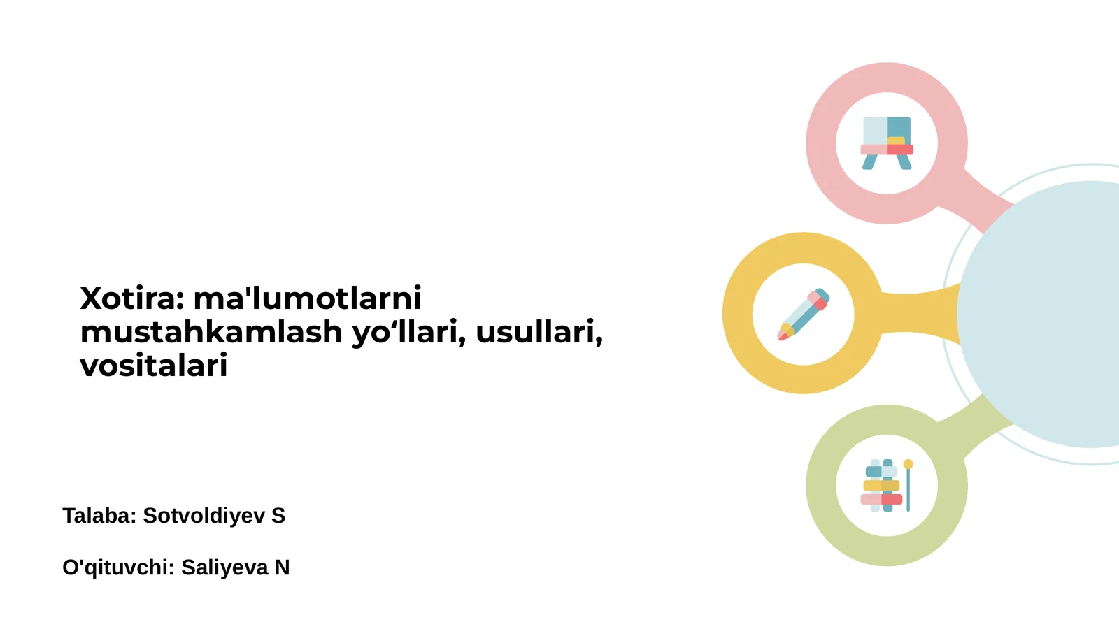 Xotira: ma'lumotlarni mustahkamlash yoʻllari, usullari, vositalari