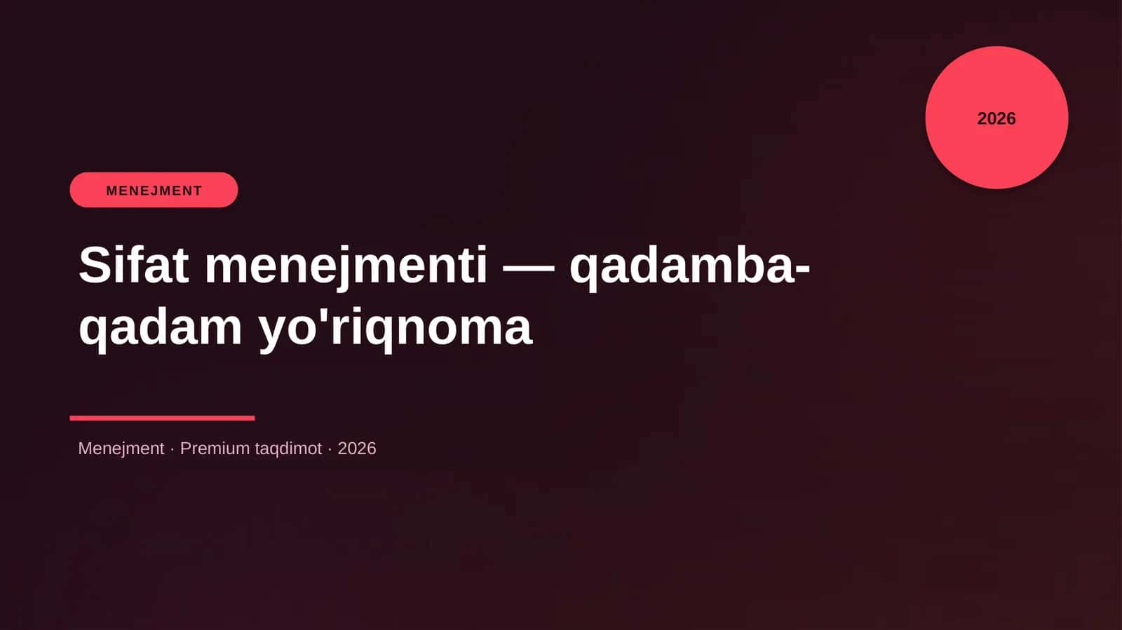 Sifat menejmenti — qadamba-qadam yo'riqnoma
