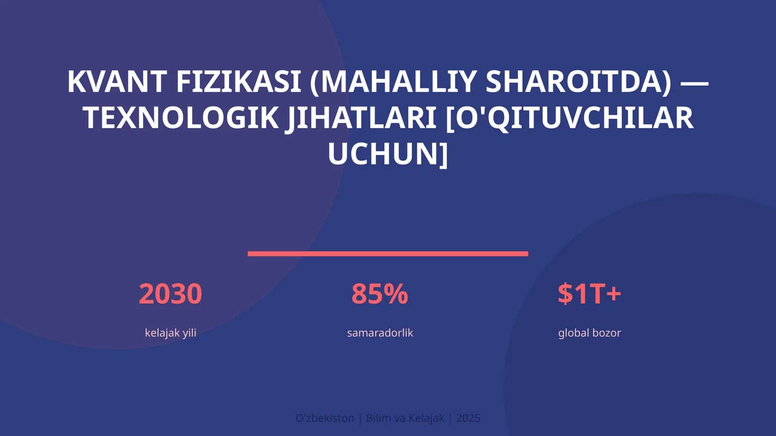 Kvant fizikasi (mahalliy sharoitda) — texnologik jihatlari [o'qituvchilar uchun]