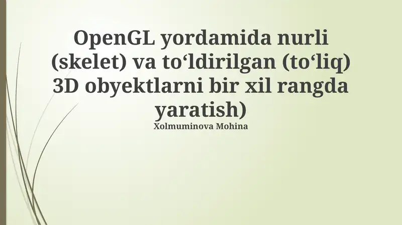 OpenGL-da Bir Xil Rang Bilan 3D Ob'ektlarni Yaratish