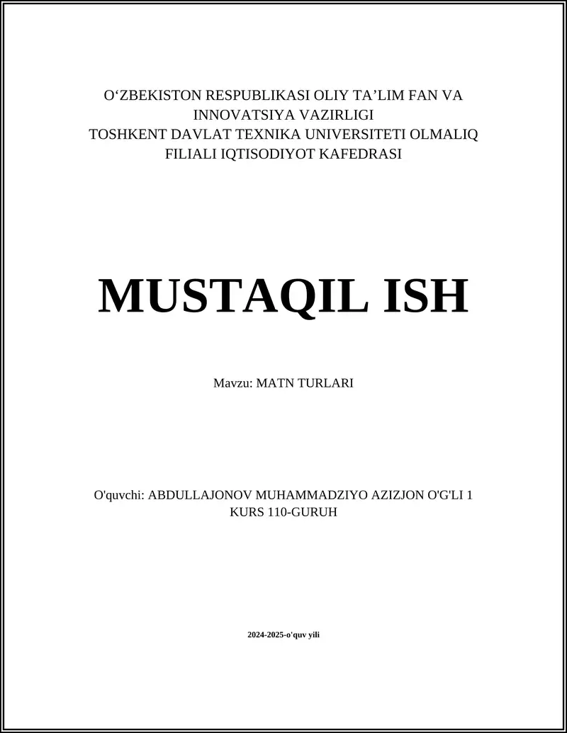 MATN TURLARI
