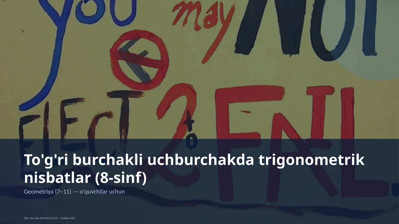 To'g'ri burchakli uchburchakda trigonometrik nisbatlar (8-sinf)