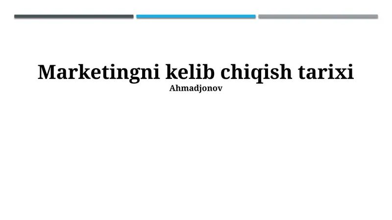 Marketingni kelib chiqish tarixi