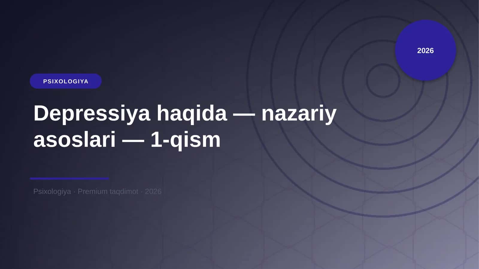 Depressiya haqida — nazariy asoslari — 1-qism