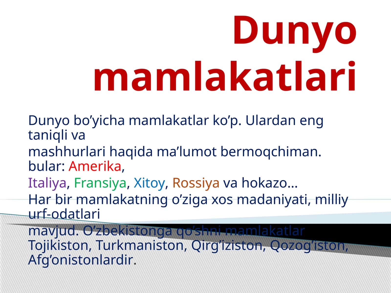 Dunyo mamlakatlari