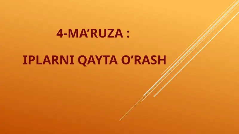 IPLARNI QAYTA O`RASH