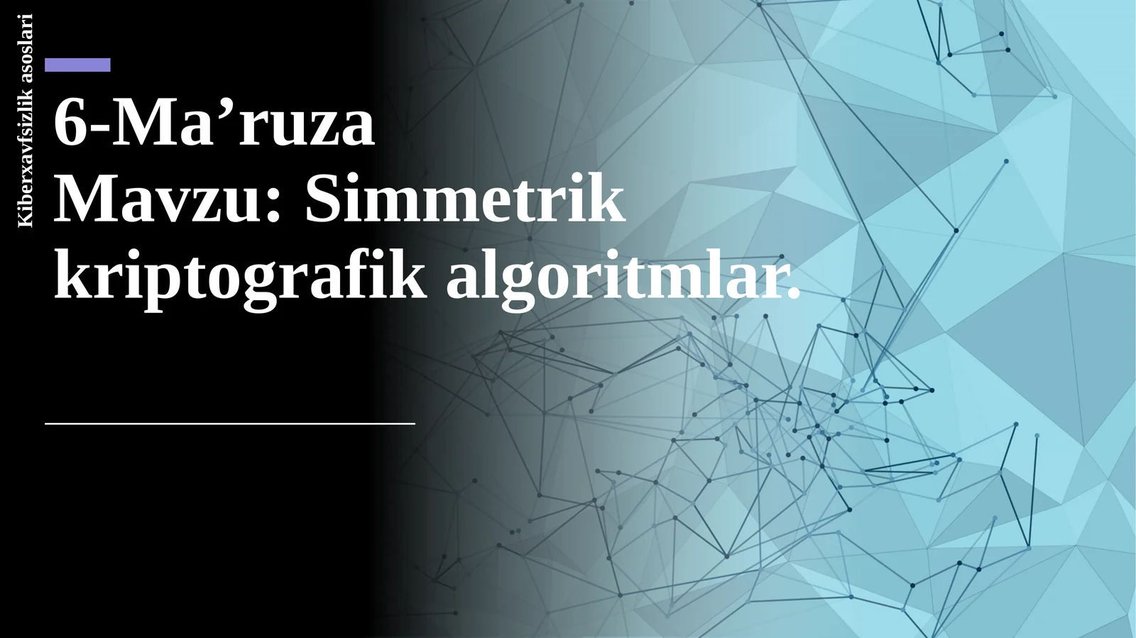 Simmetrik kriptografik algoritmlar. Kiberxavfsizlik asoslari