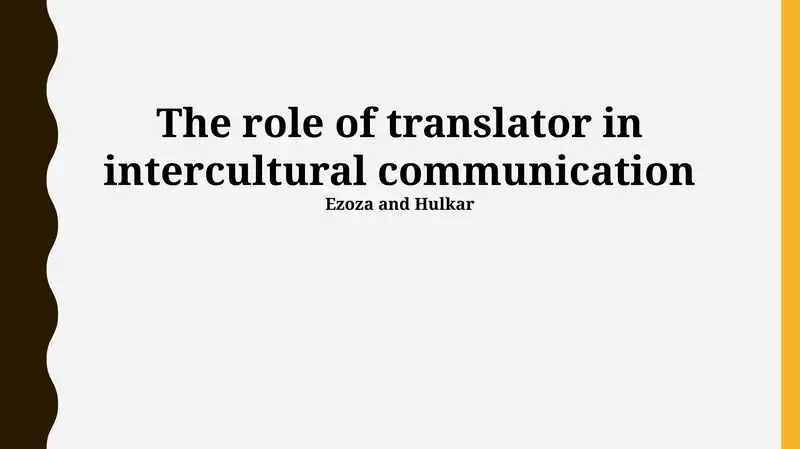 The role of translator in intercultural communication