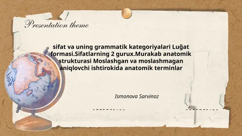 sifat va uning grammatik kategoriyalari Luğat formasi