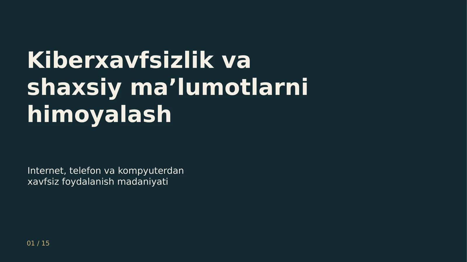 Kiberxavfsizlik va shaxsiy ma’lumotlarni himoyalash