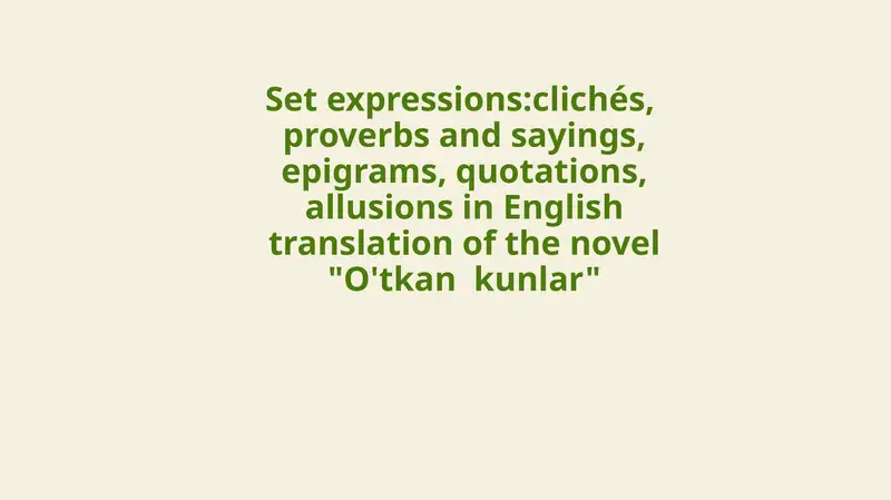 O'tkan Kunlar
