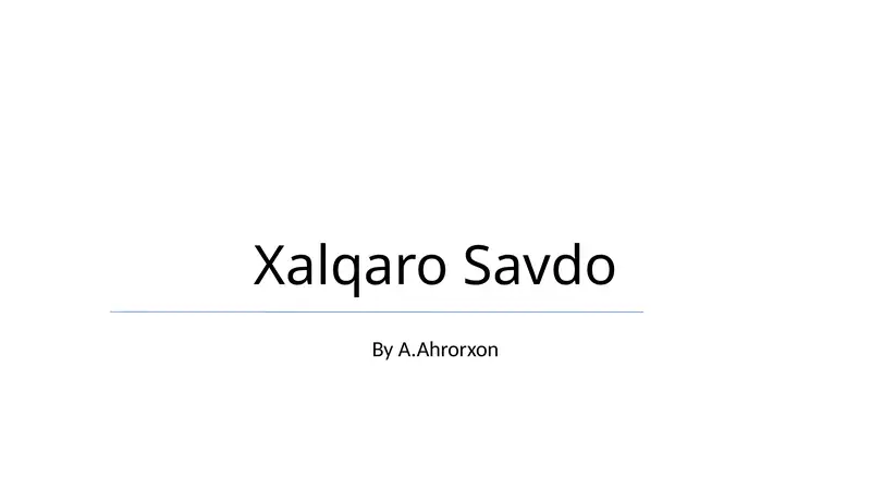 Xalqaro Savdo