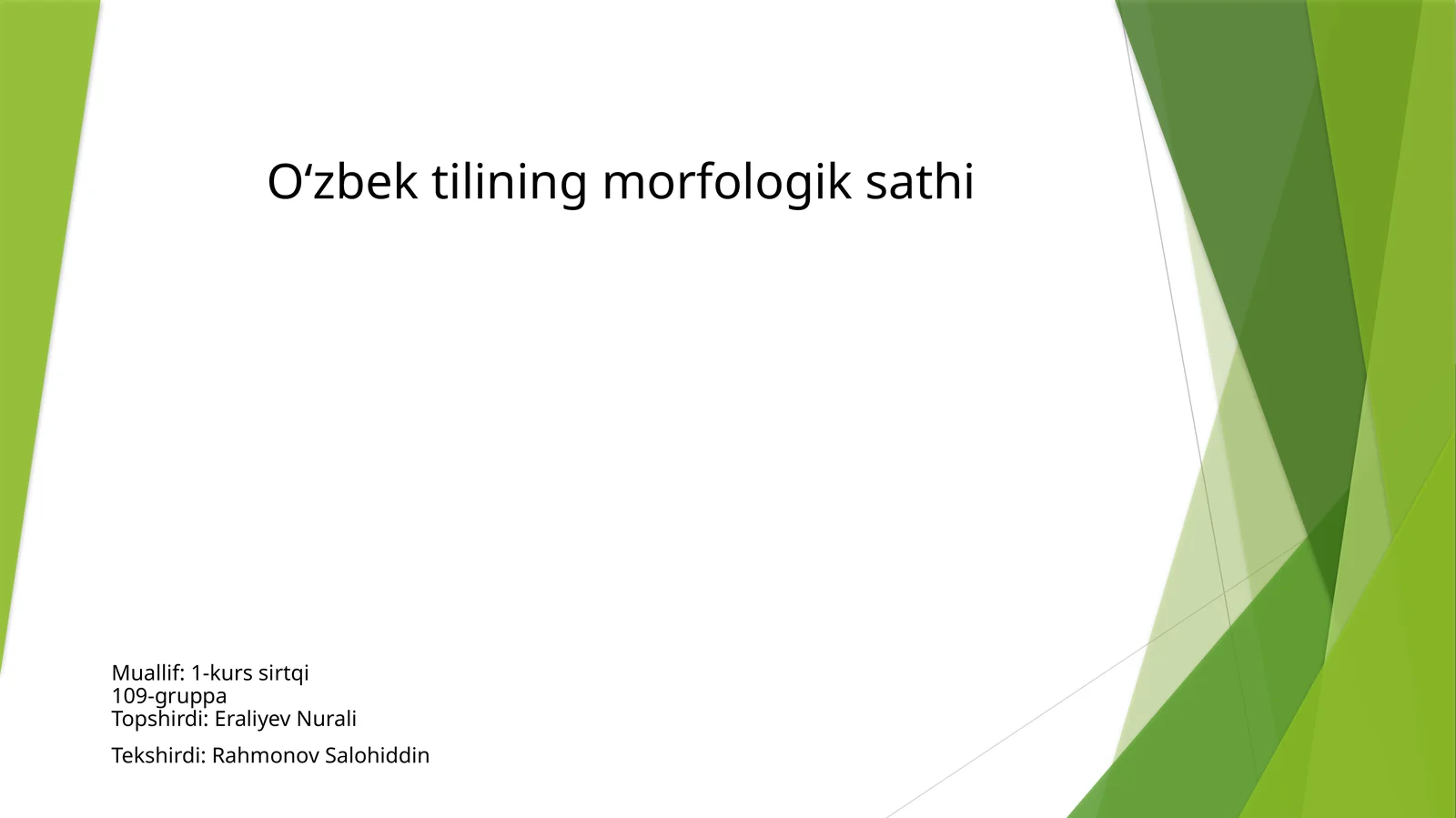Oʻzbek tilining morfologik sathi