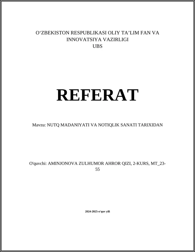 Nutq Madaniyati va Notiqlik San'ati Tarixidan