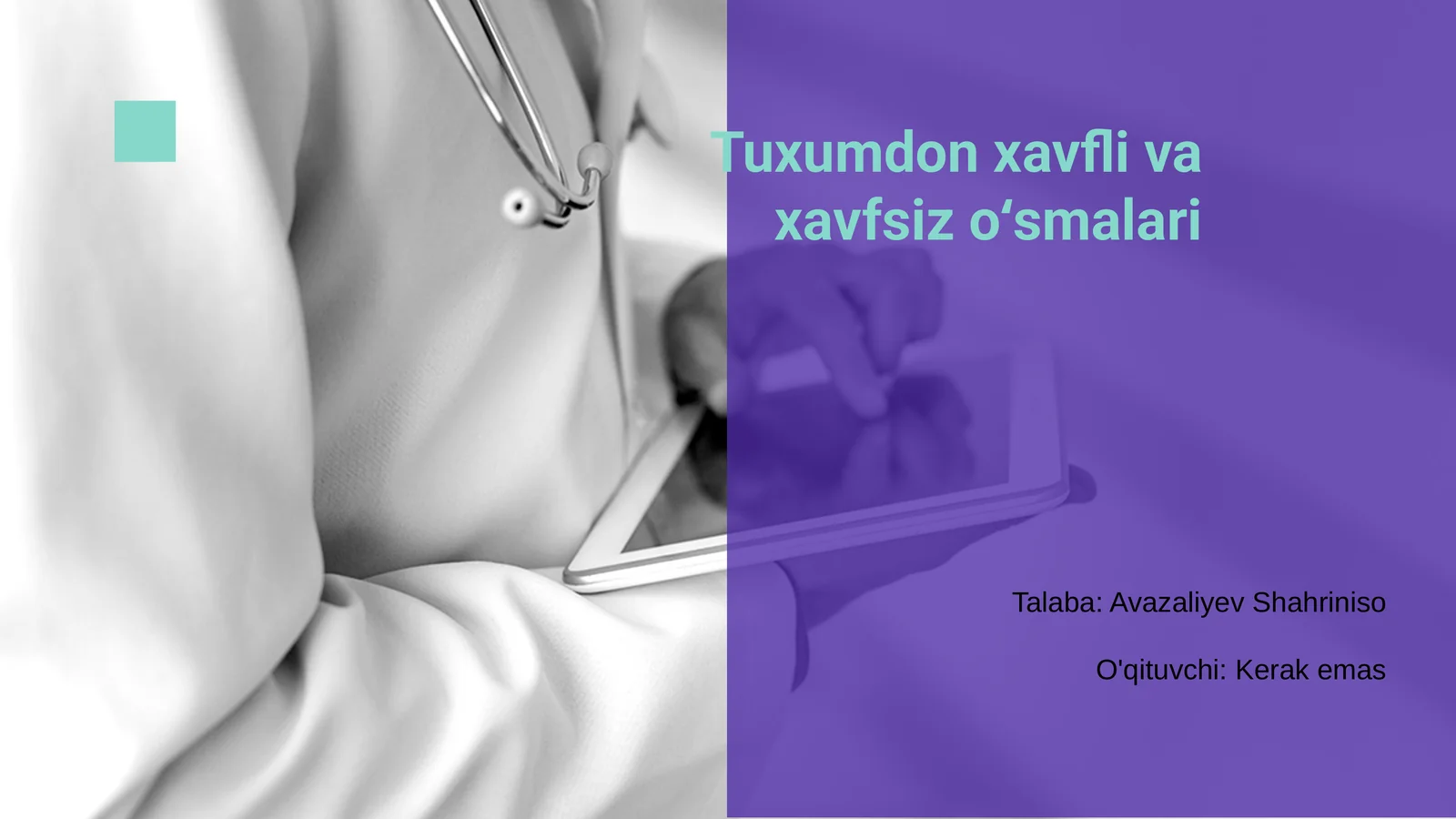 Tuxumdon xavfli va xavfsiz oʻsmalari