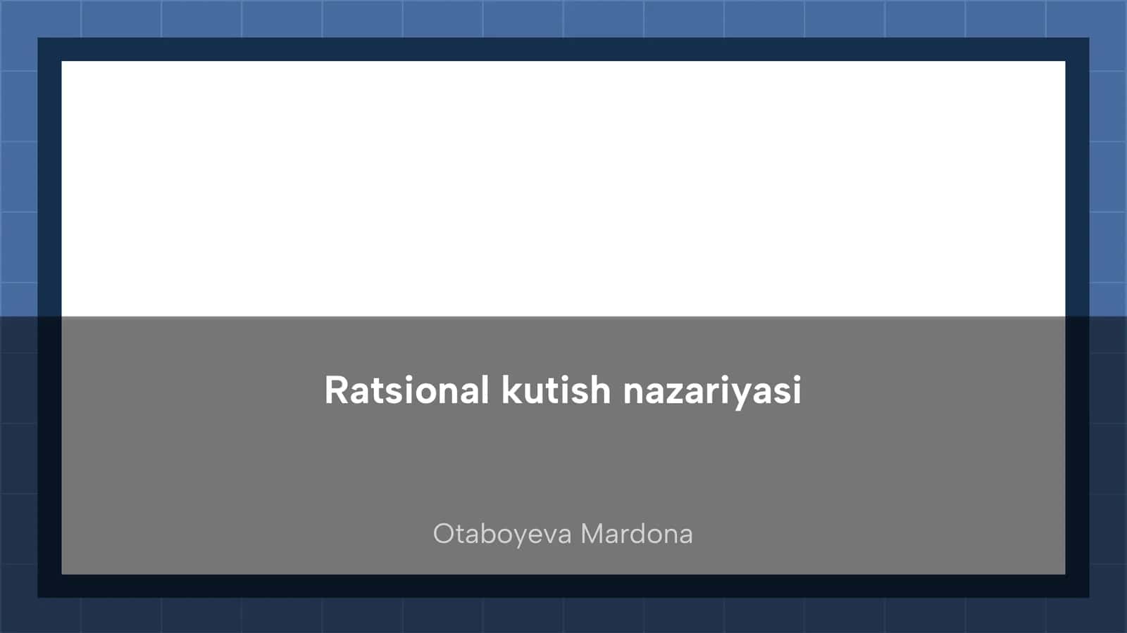 Ratsional kutish nazariyasi