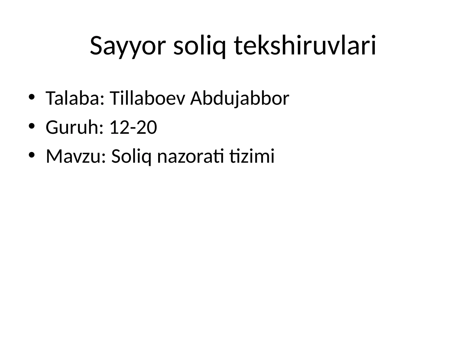 Sayyor soliq tekshiruvlari