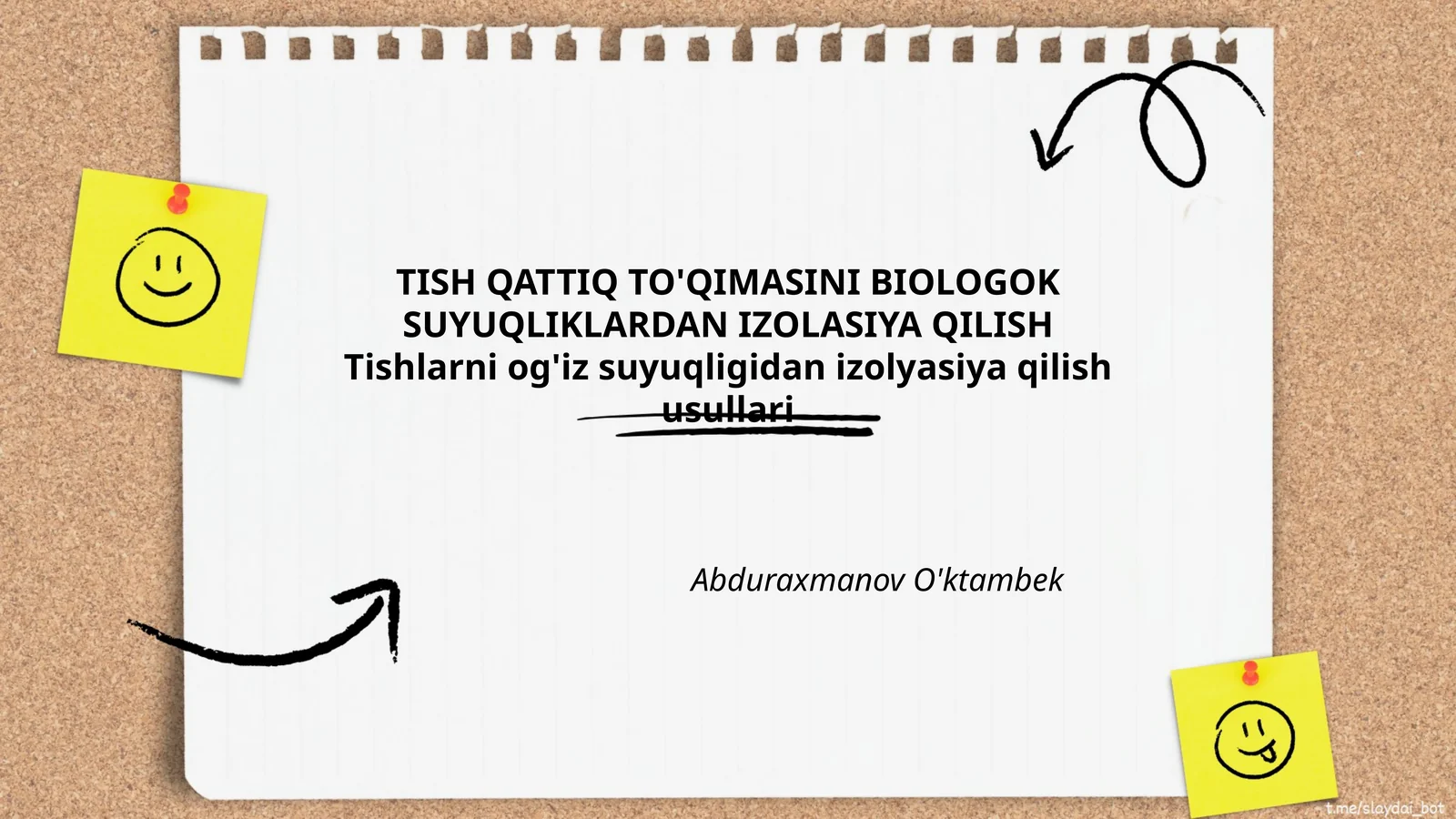 Tish qattiq to'qimasini biologik suyuqliklardan izolatsiya qilish