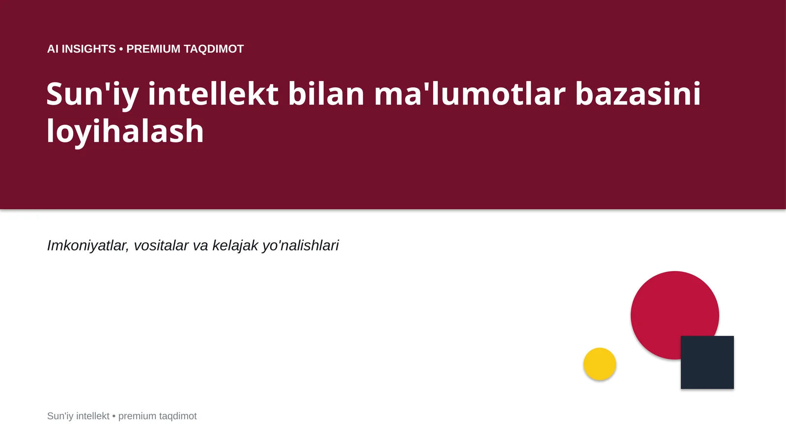 Sun'iy intellekt bilan ma'lumotlar bazasini loyihalash