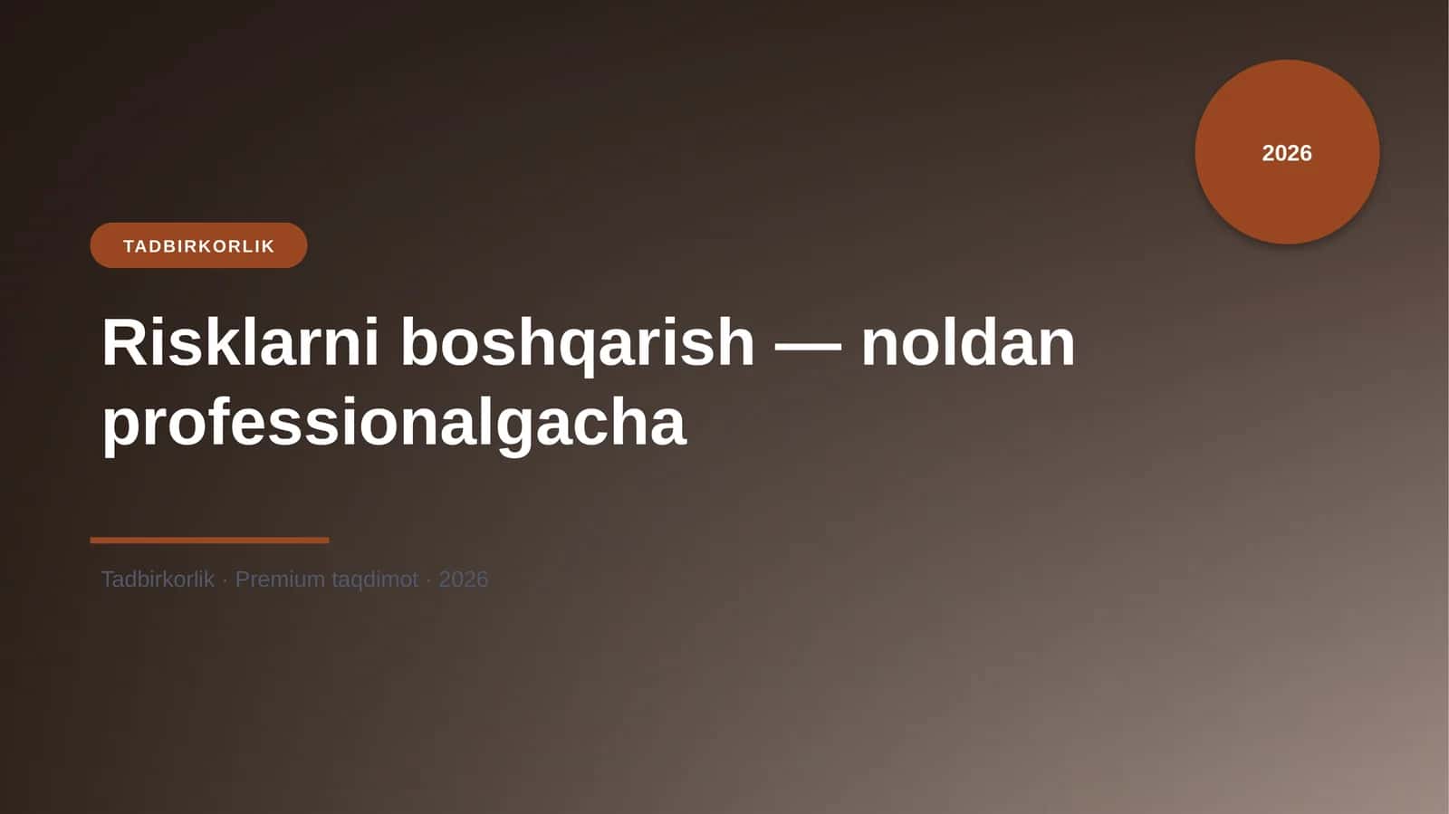 Risklarni boshqarish — noldan professionalgacha