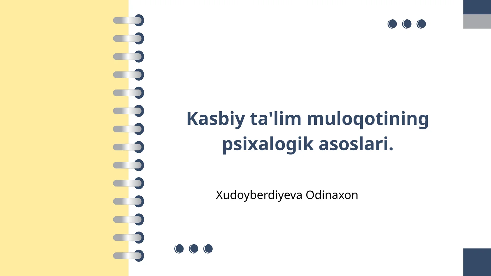 Kasbiy ta'lim muloqotining psixalogik asoslari
