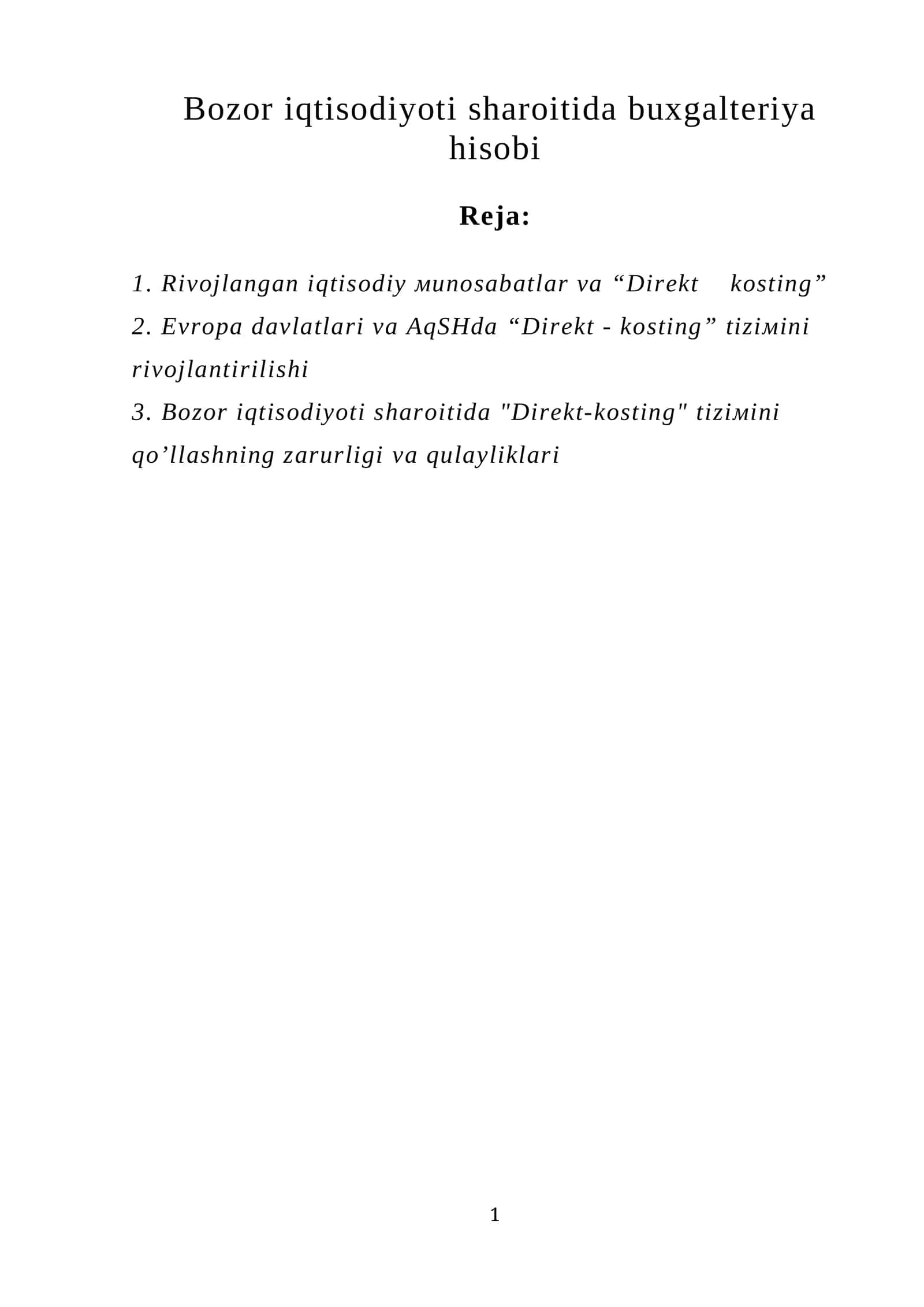 Bоzоr iqtisоdiyoti sharоitida buхgaltеriya hisоbi
