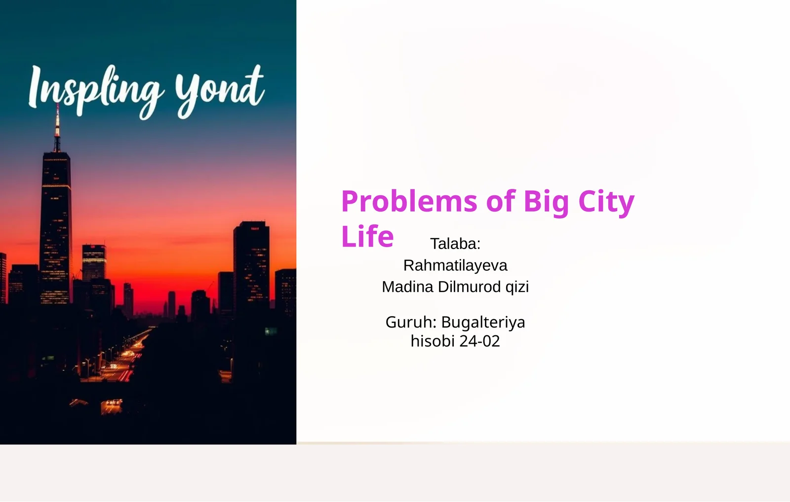 Problems of Big City Life