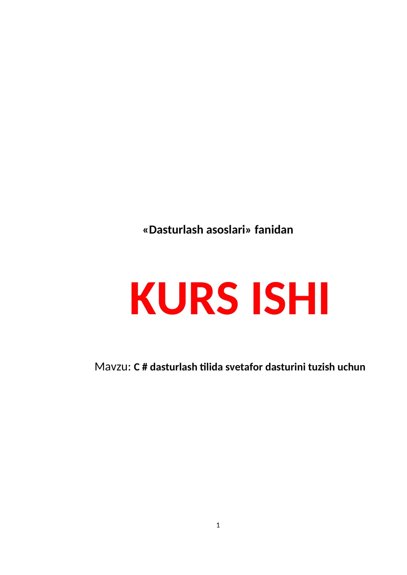 C # dasturlash tilida svetafor dasturini tuzish uchun