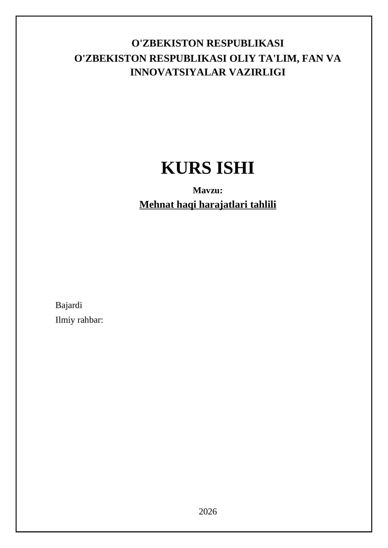 Mehnat haqi harajatlari tahlili