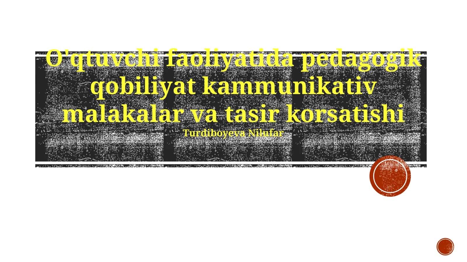 O'qituvchining faoliyati