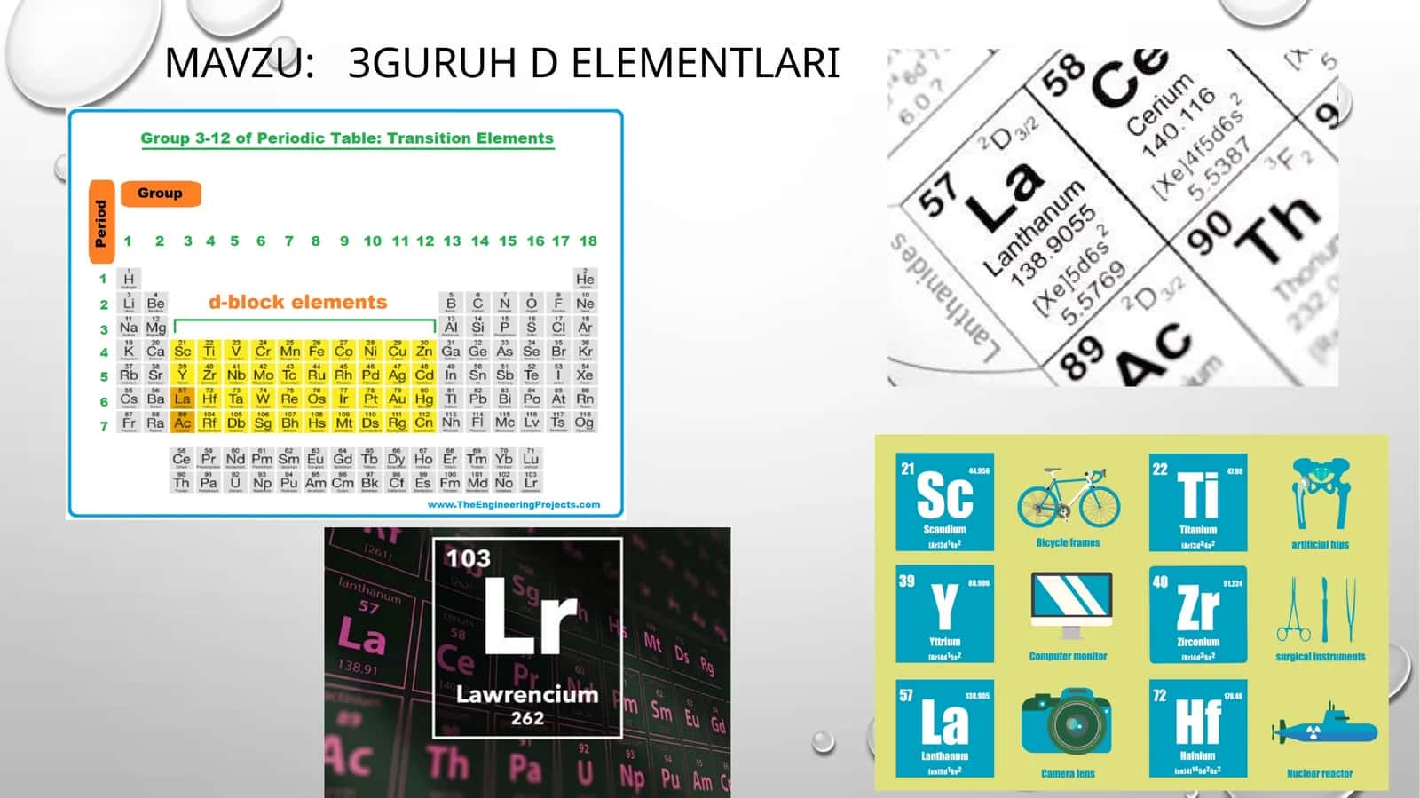 3guruh d elementlari