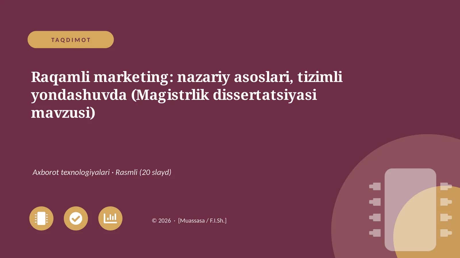 Raqamli marketing: nazariy asoslari, tizimli yondashuvda (Magistrlik dissertatsiyasi mavzusi)