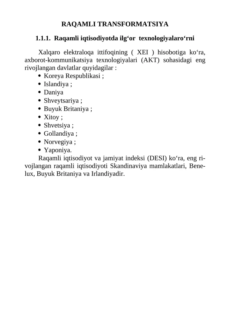 RAQAMLI TRANSFORMATSIYA